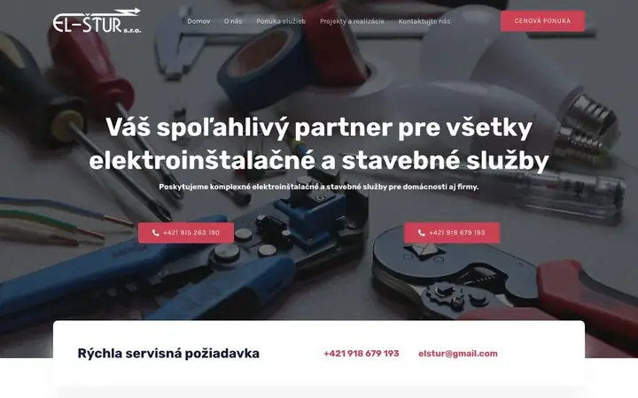 Ukážka webu elstur.sk