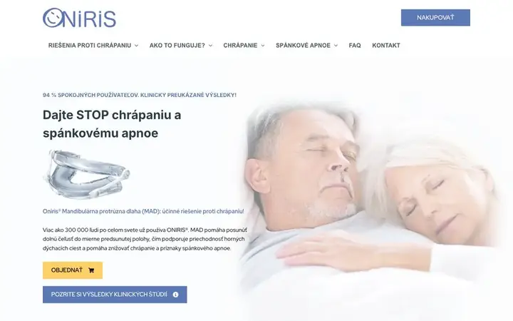 Ukážka webu oniris-snoring.sk