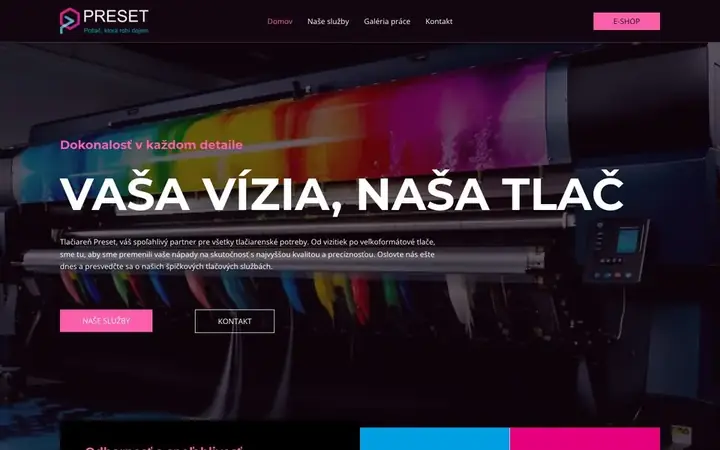 Ukážka webu preset.sk