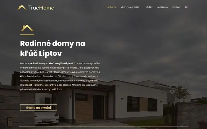 Ukážka webu truehome.sk